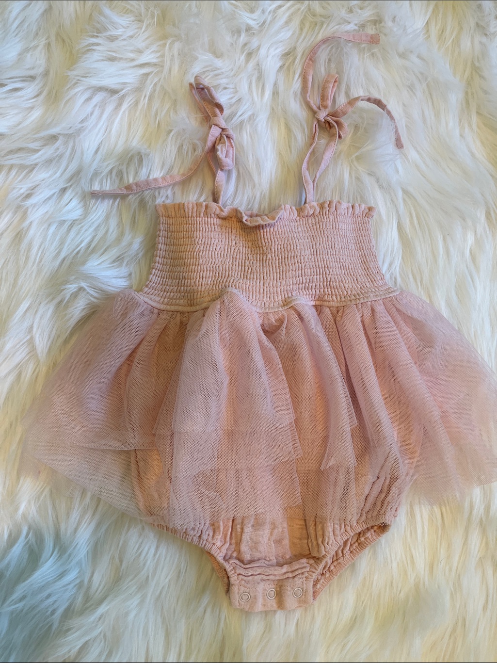 Angel Dear Pink Tulle Baby Romper With Ruffle Skirt And Headband- Nwt